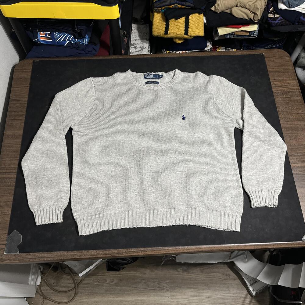 Vintage Polo Ralph Lauren Sweater 90s XL Cotton Crewneck Knit Pullover Pony Logo